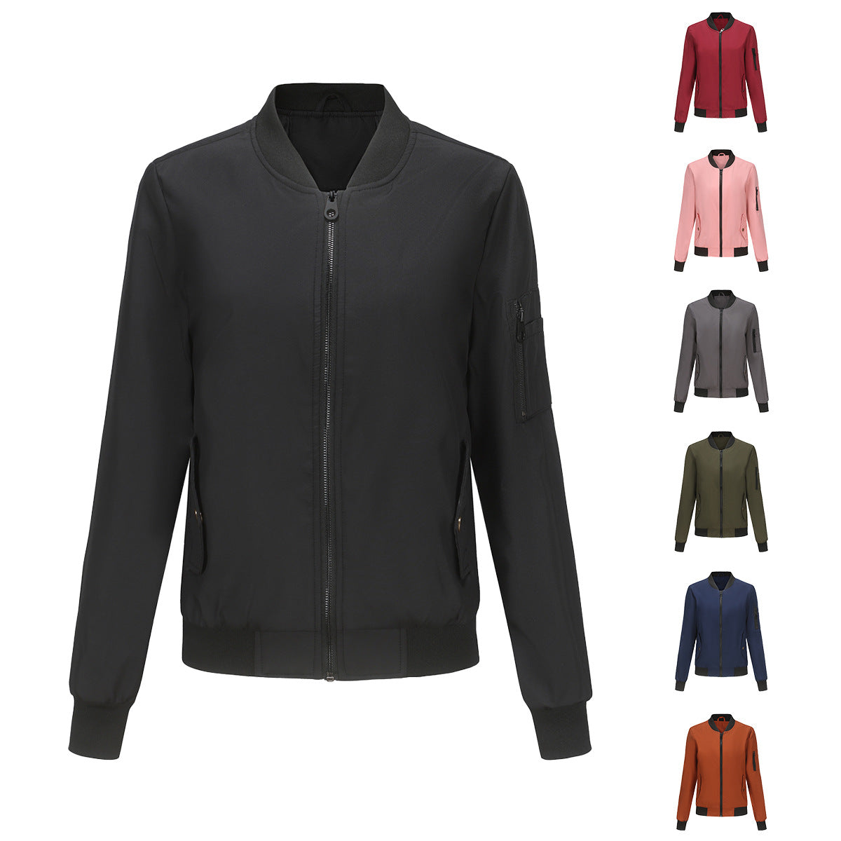 Women's fashionable bomber jacket with practical zip pockets and sporty collar Ivyshape