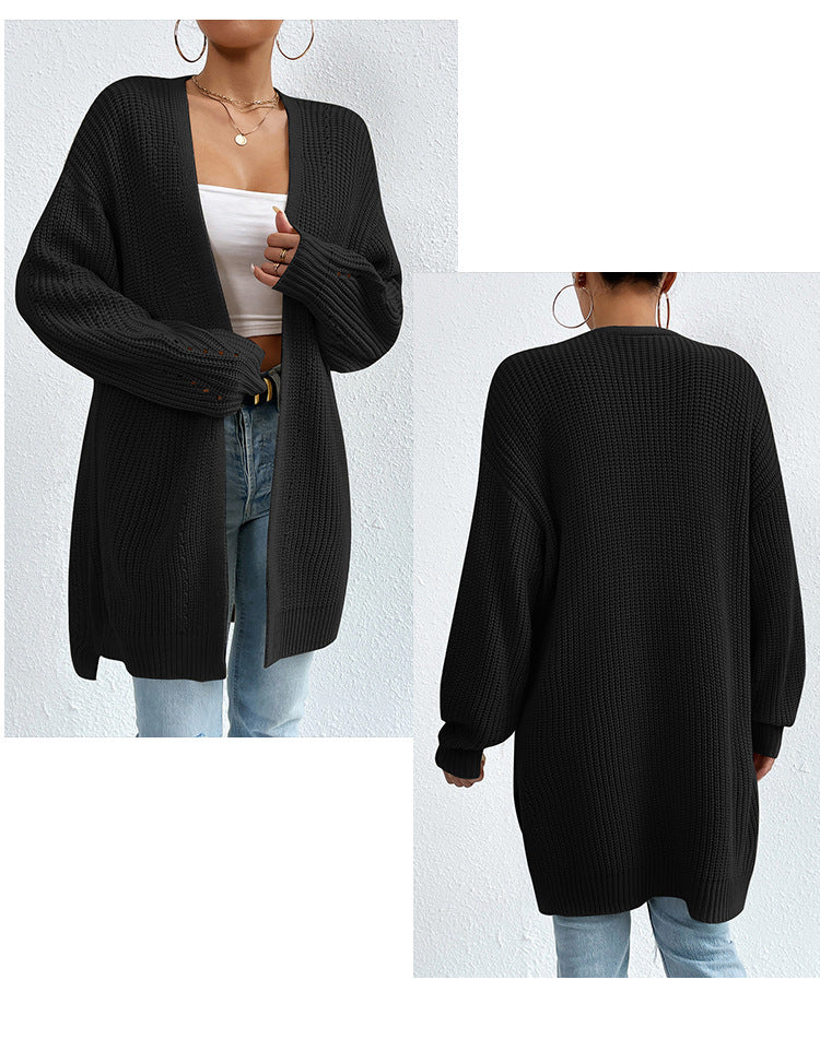 IvyShape | Casual V-Neck Solid Color Knitted Coat