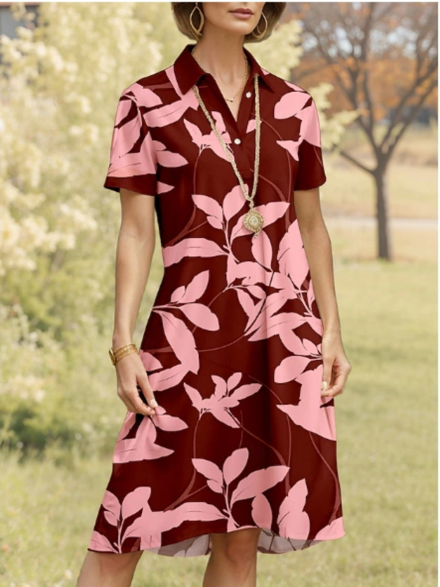 Ladies polo dress with floral design and comfortable cut Ivyshape