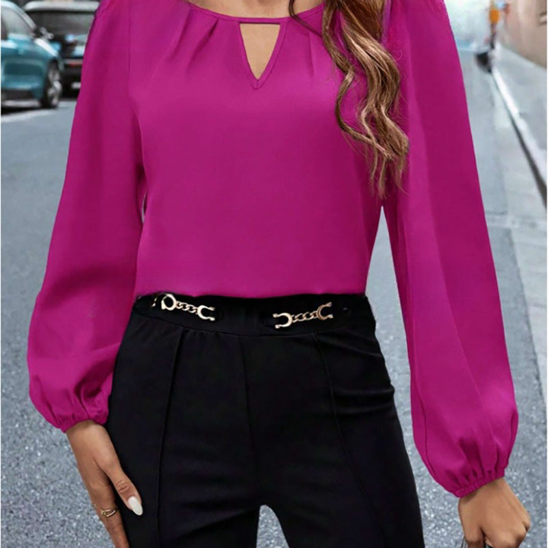 IvyShape | Women's Silk Satin Pleated Long Sleeve Shirt