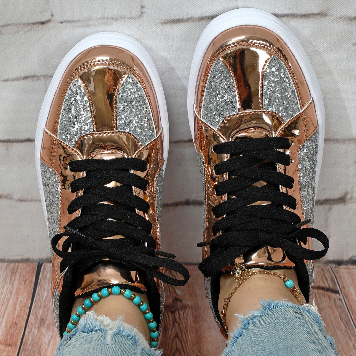 Women’s Fashion Glitter Sneakers Ivyshape