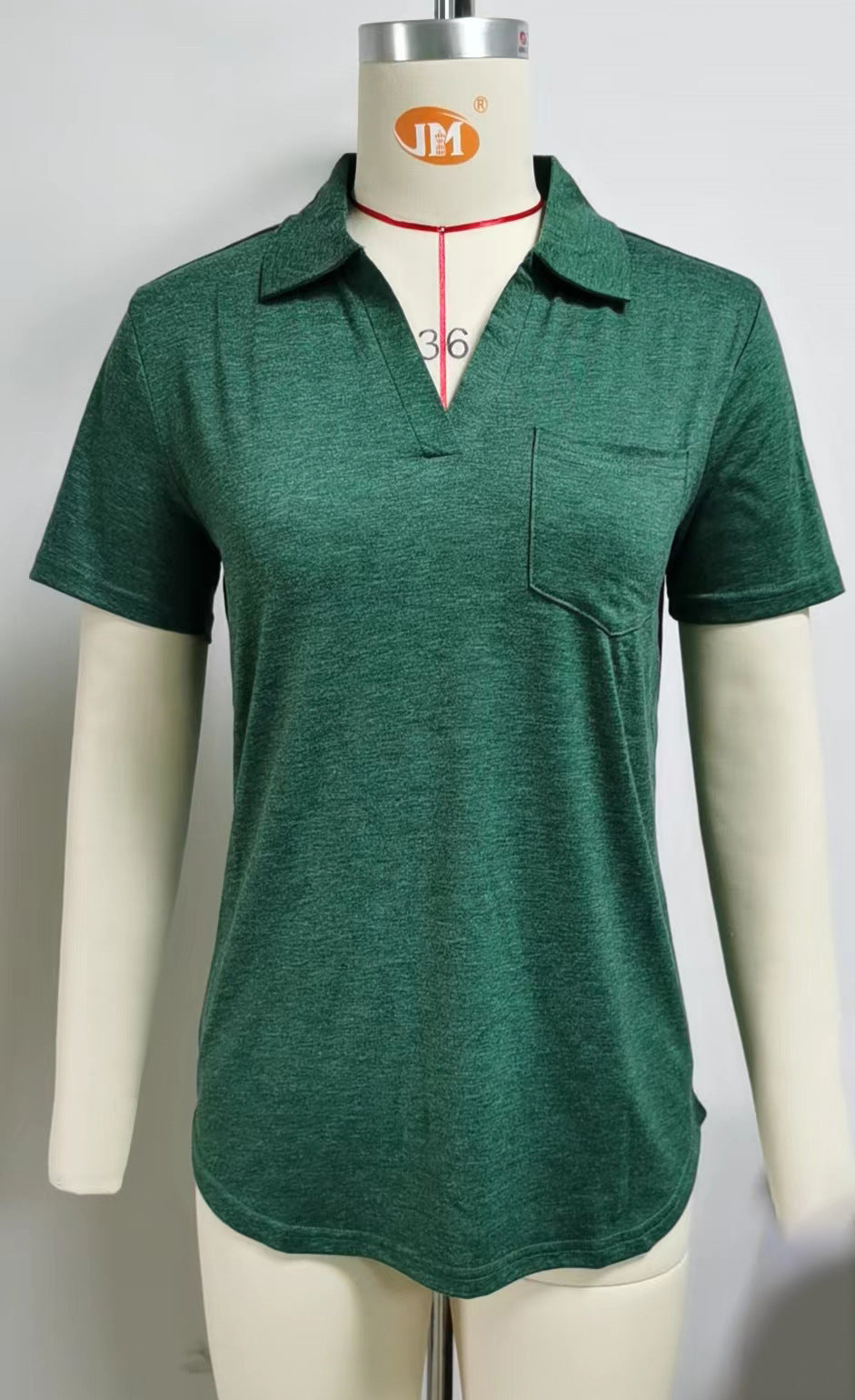Women's polo shirt with fashionable V-neck and chest pocket Ivyshape