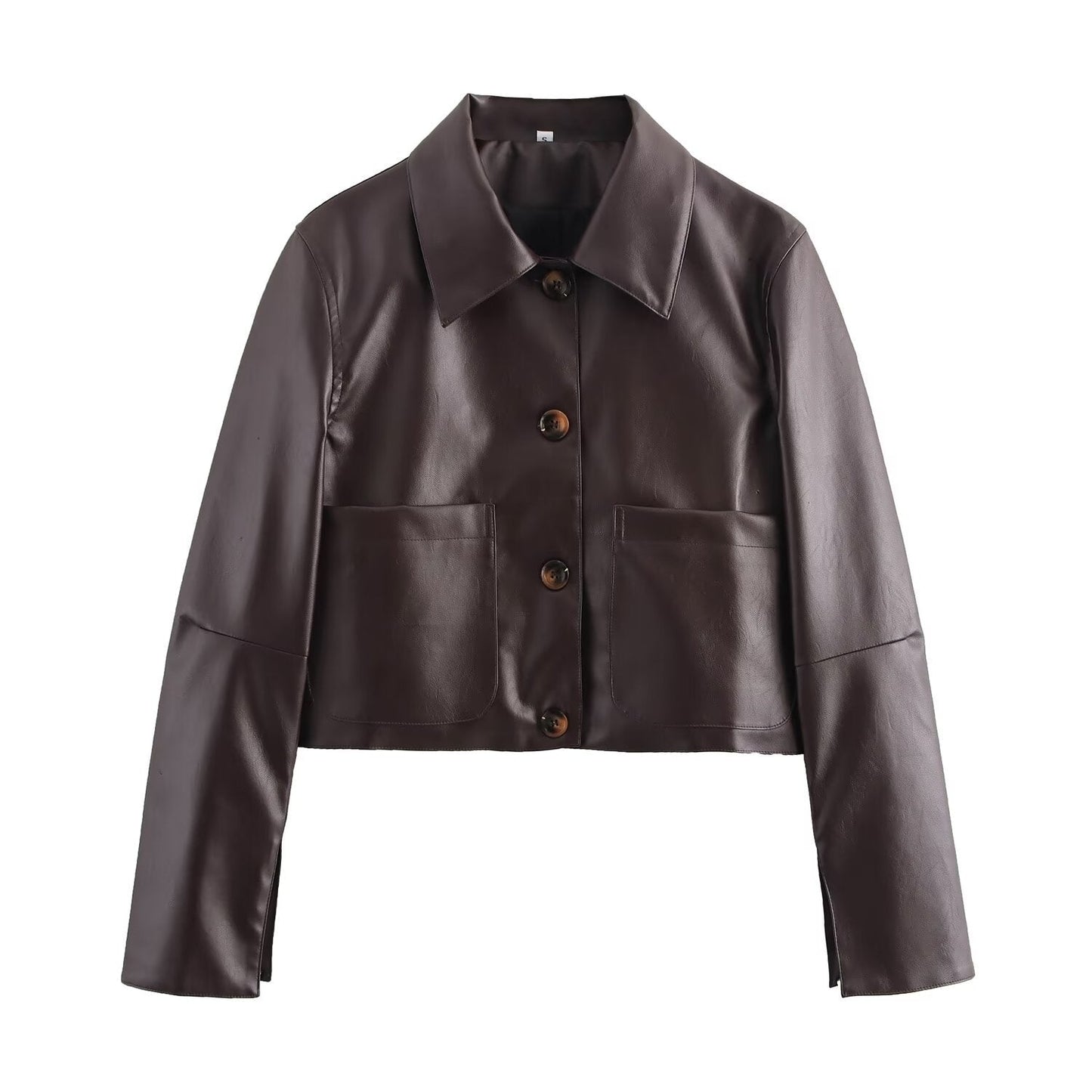 IvyShape | Solid Color Leather Jacket