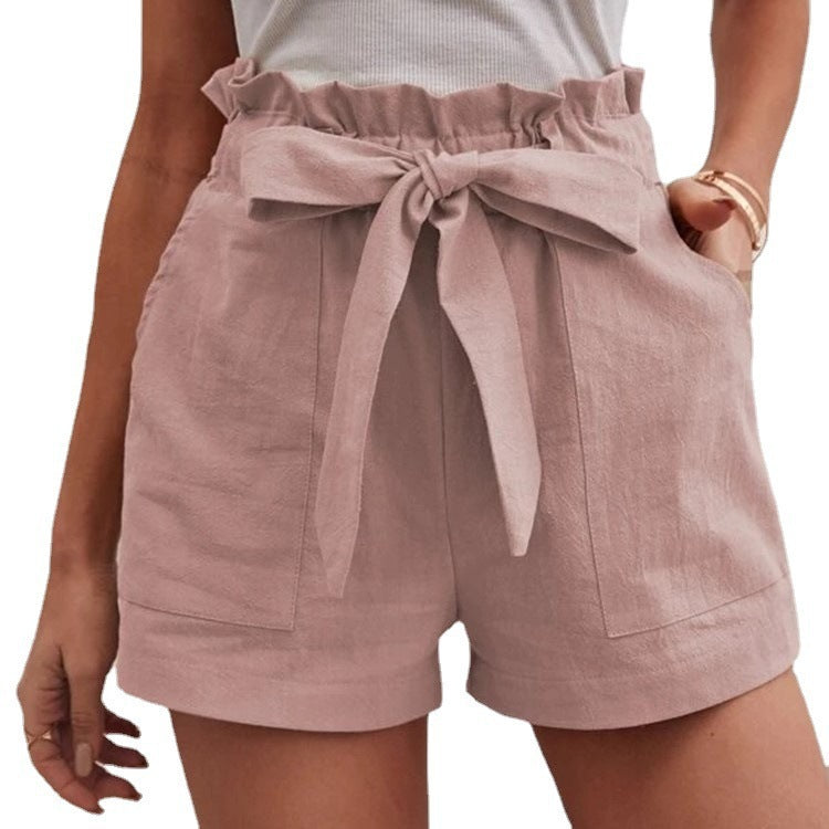 Women High-Waisted Shorts with Tied Detail Ivyshape