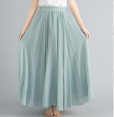 Women's Maxi Skirt with Flowing Hem and Elastic Waistband Ivyshape