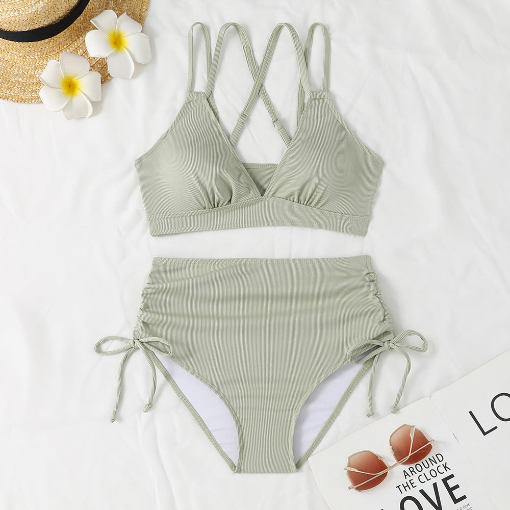 Women's High-Waisted Bikini Set with Adjustable Straps Ivyshape