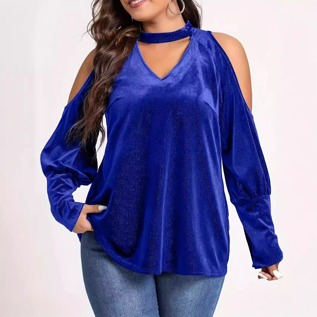 Women's stylish top with shoulder-free details and V-neck Ivyshape