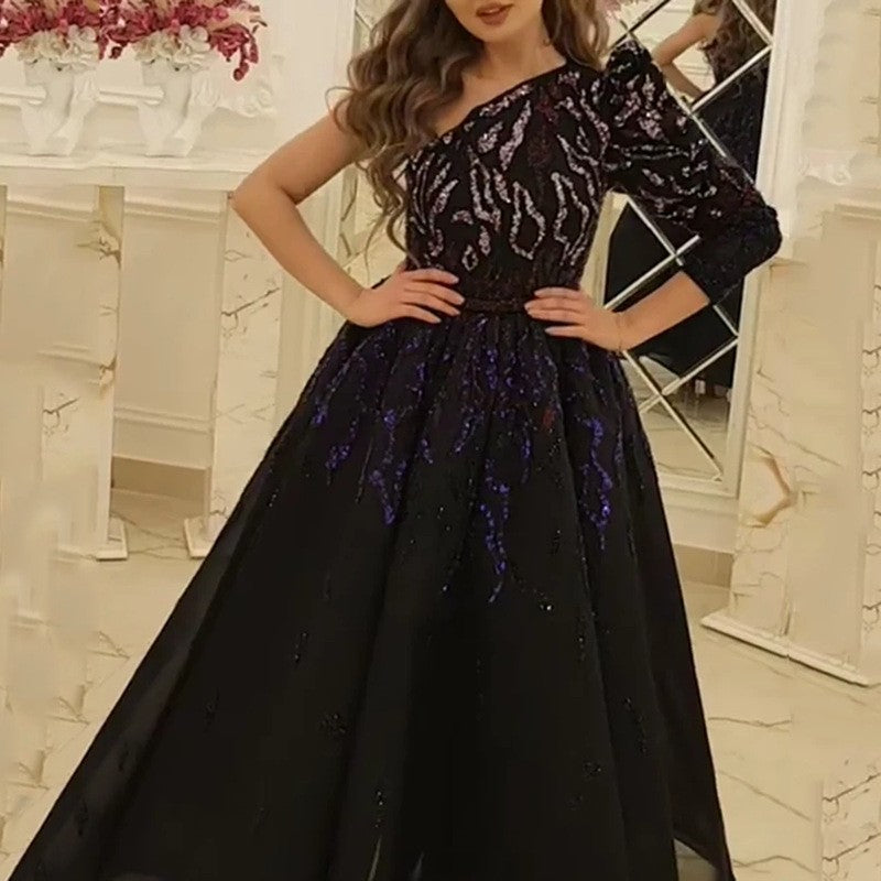 IvyShape | Black Glittering Annual Meeting Host Dress