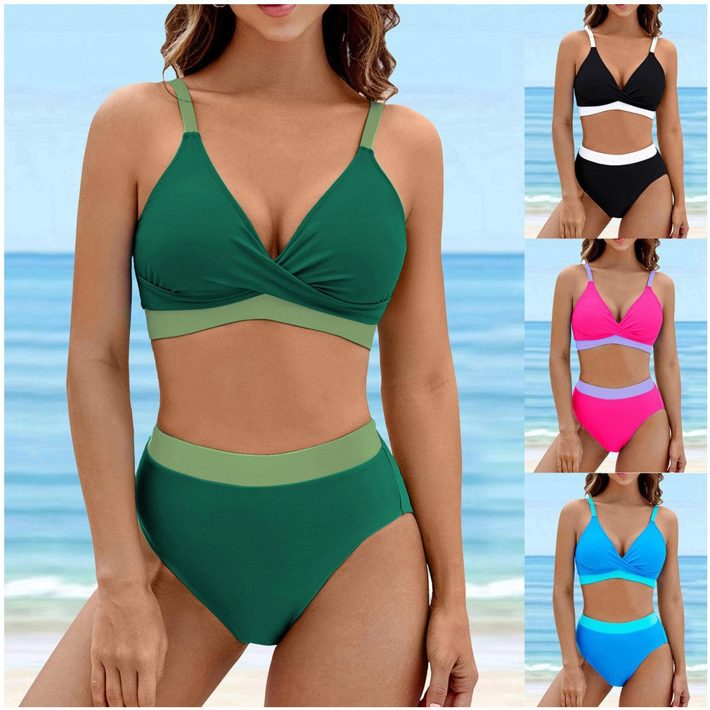 Women's Sporty Bikini Set with Casual Top and High-Waisted Bottoms Ivyshape