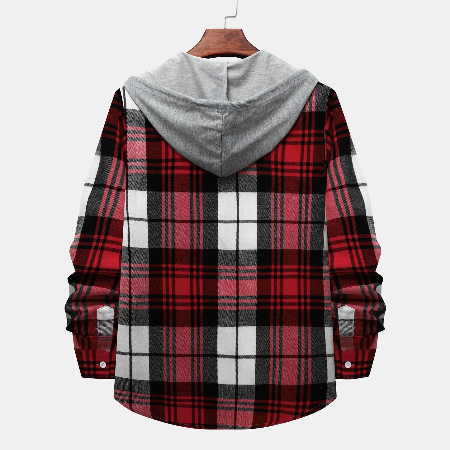 Men's check shirt jacket with integrated hood and stylish design Ivyshape
