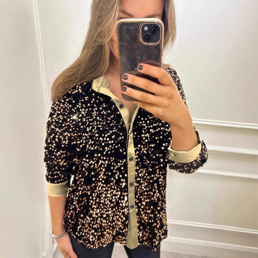 IvyShape | Sequin leisure shirt