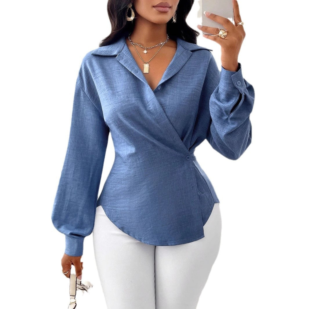 IvyShape | Women's Long Sleeve Tied Shirt