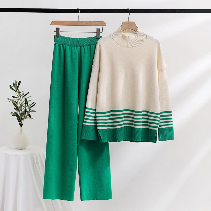 IvyShape | Age-reducing knit top and wide pants set