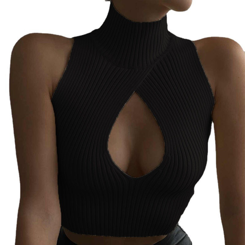 IvyShape | Sleeveless Wool Hollow Knit Top