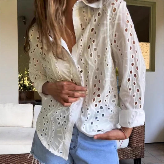 Ivyshape | Casual Embroidered High Big Shirt