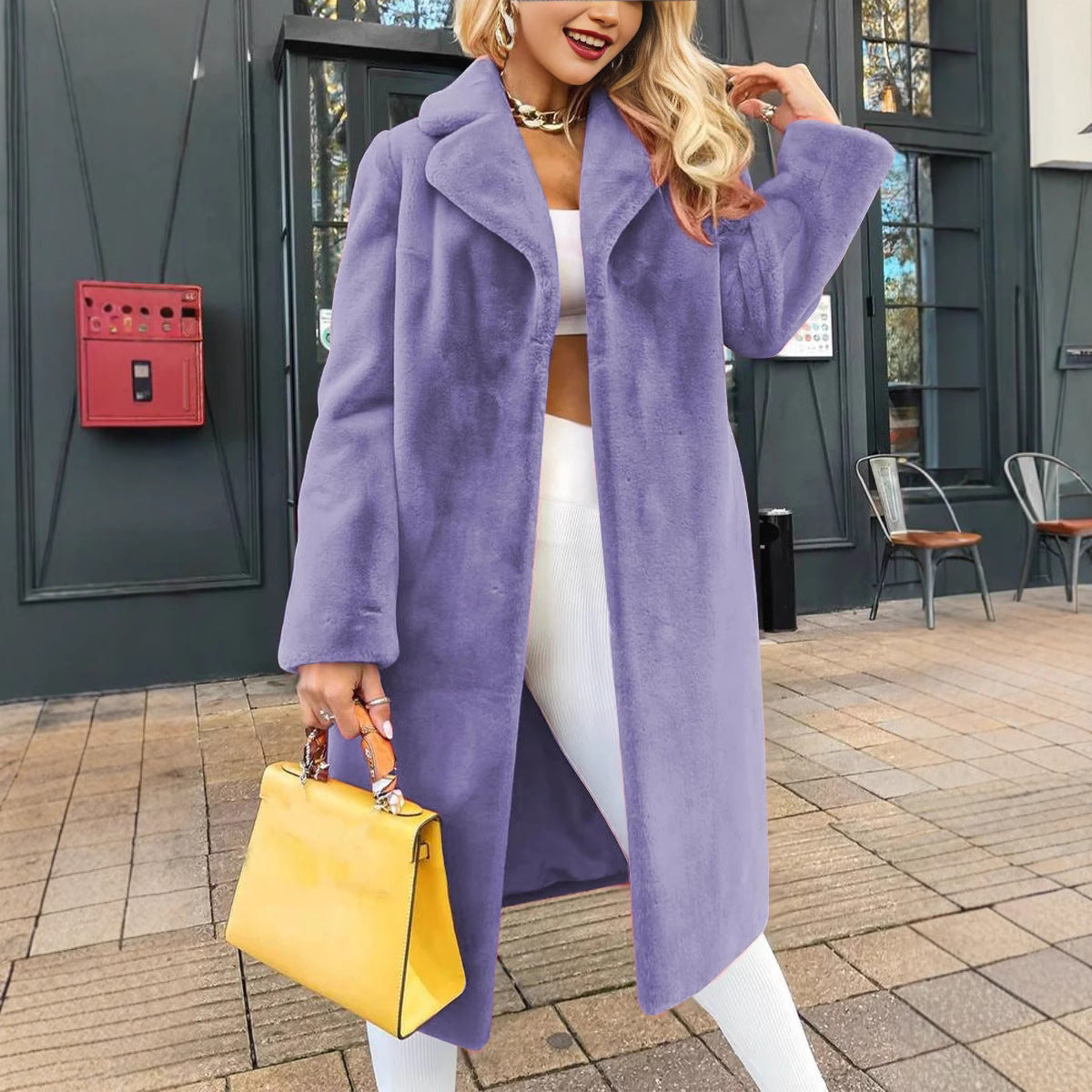 Women's fashionable and cozy long jacket made of high-quality fleece Ivyshape