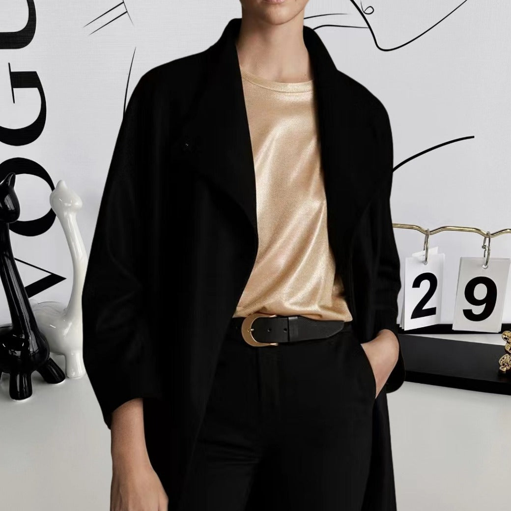 Women Elegant Shiny T-Shirt with Round Neckline and Loose Fit Ivyshape