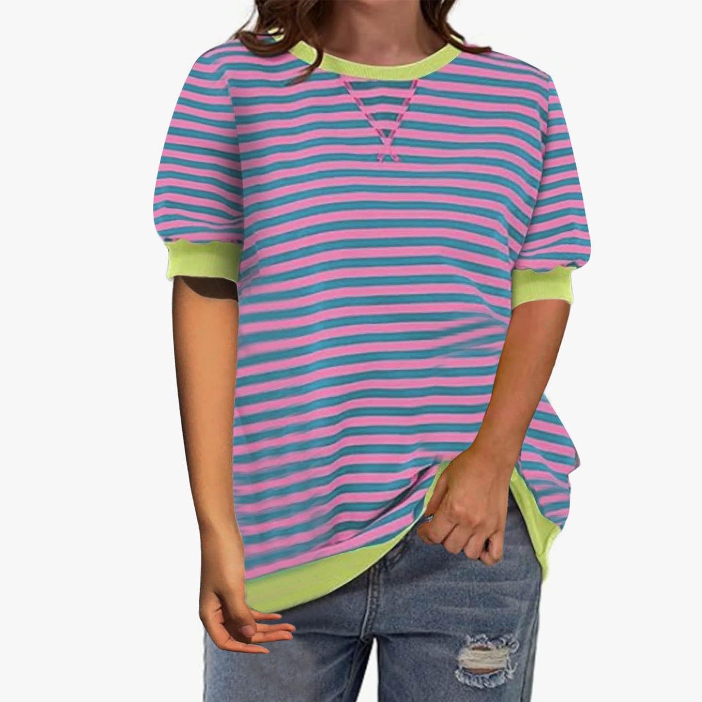 Women Fashion Stripe Shirt with Casual Cut Ivyshape