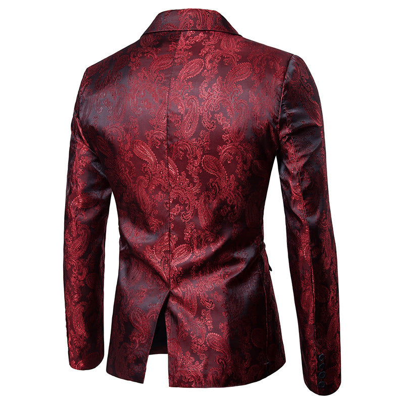 Men's elegant suit set with fine paisley pattern Ivyshape