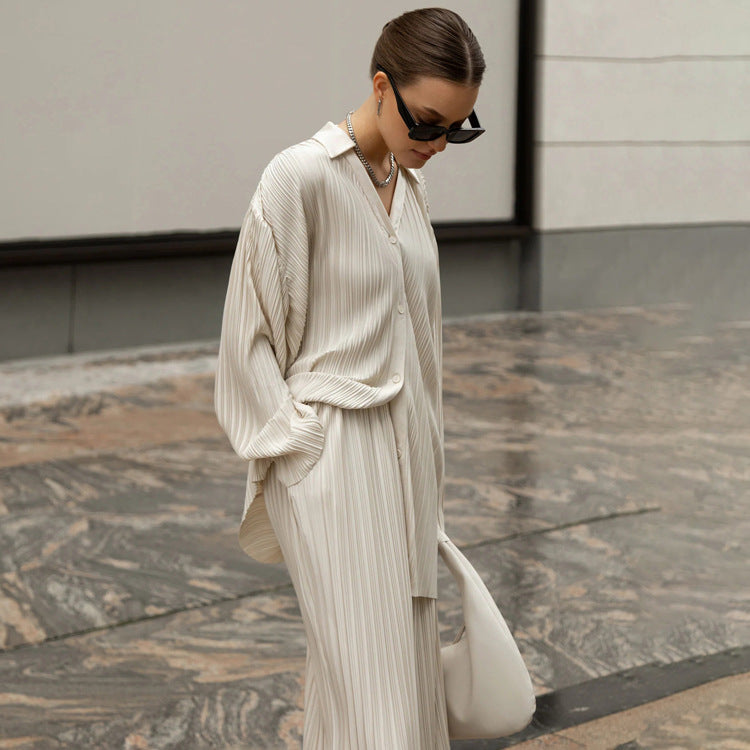 Ivyshape | Pleated Pantsuit Set