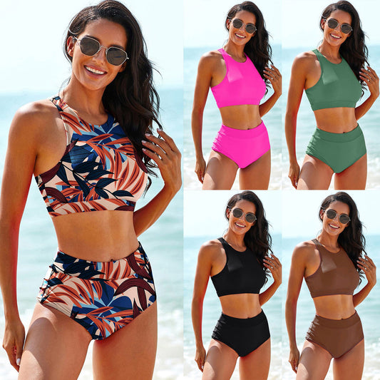 Ladies sport bikini set with high waist and racerback top IvyShape