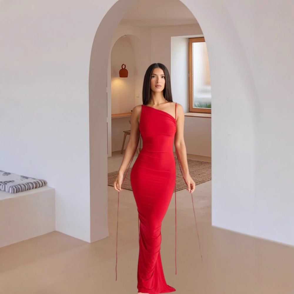 Women Elegant Wrap Dress with Deep Back Cutout and Delicate Ties Ivyshape