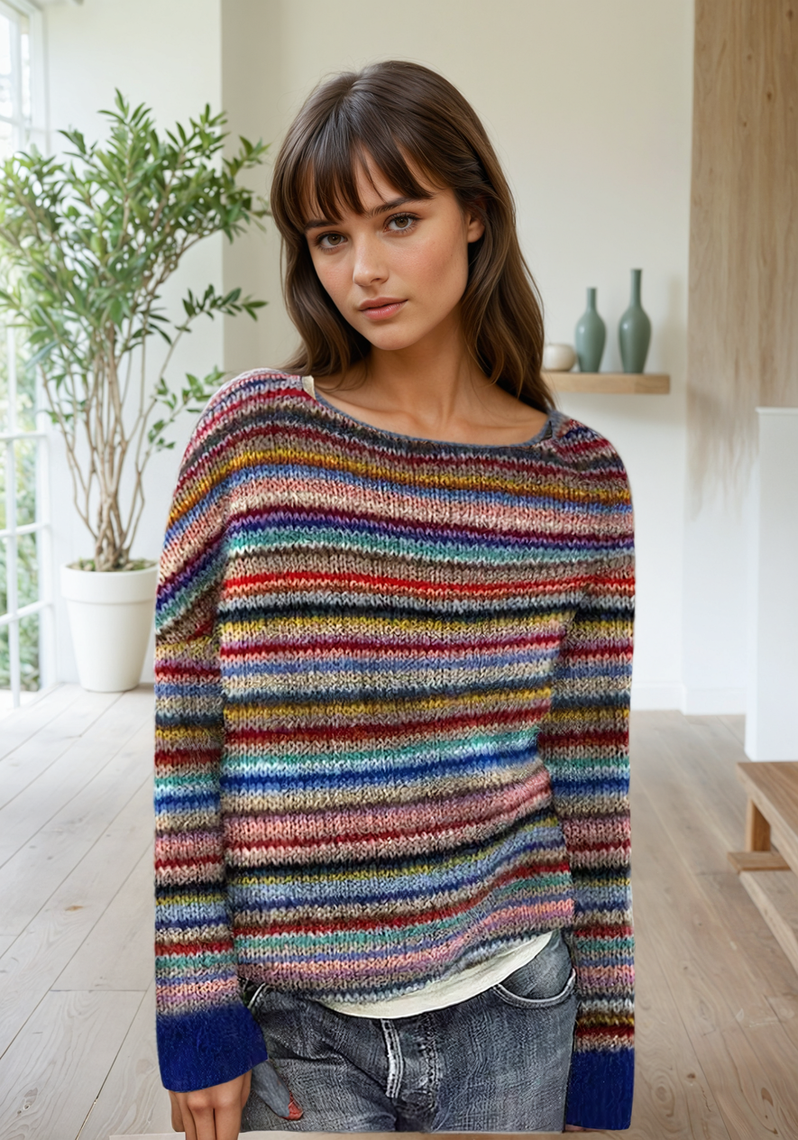 Ivyshape | Women's Multicolored Striped Sweater