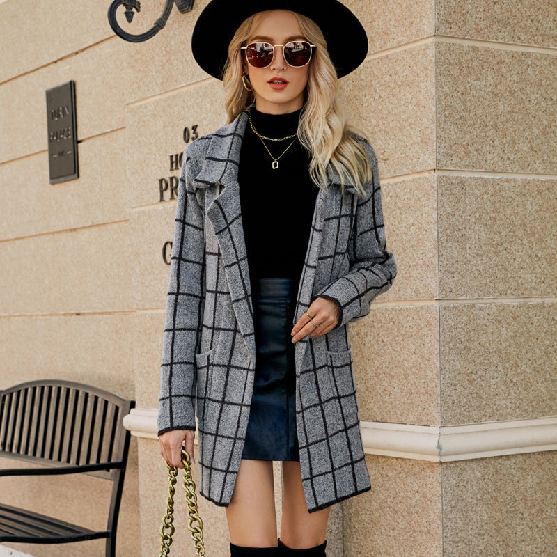 Ivyshape | Long Houndstooth Trench Coat