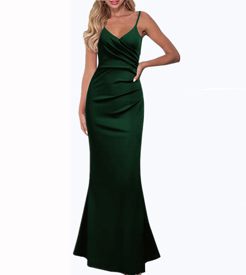 IvyShape | Solid Color Slim Fit Flowy Maxi Dress