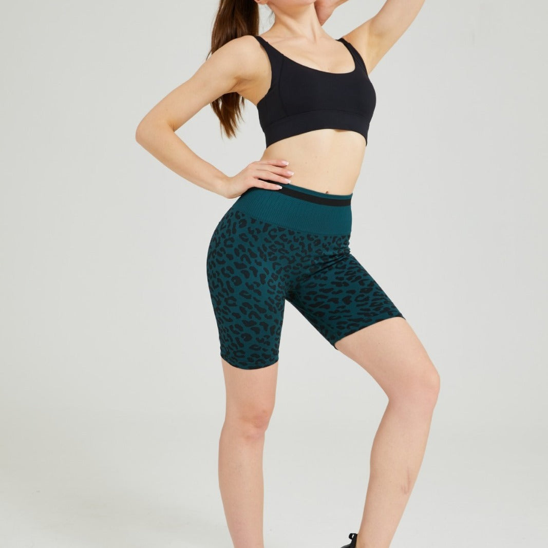 Women's Sporty Bike Shorts with Innovative Leopard Pattern Ivyshape