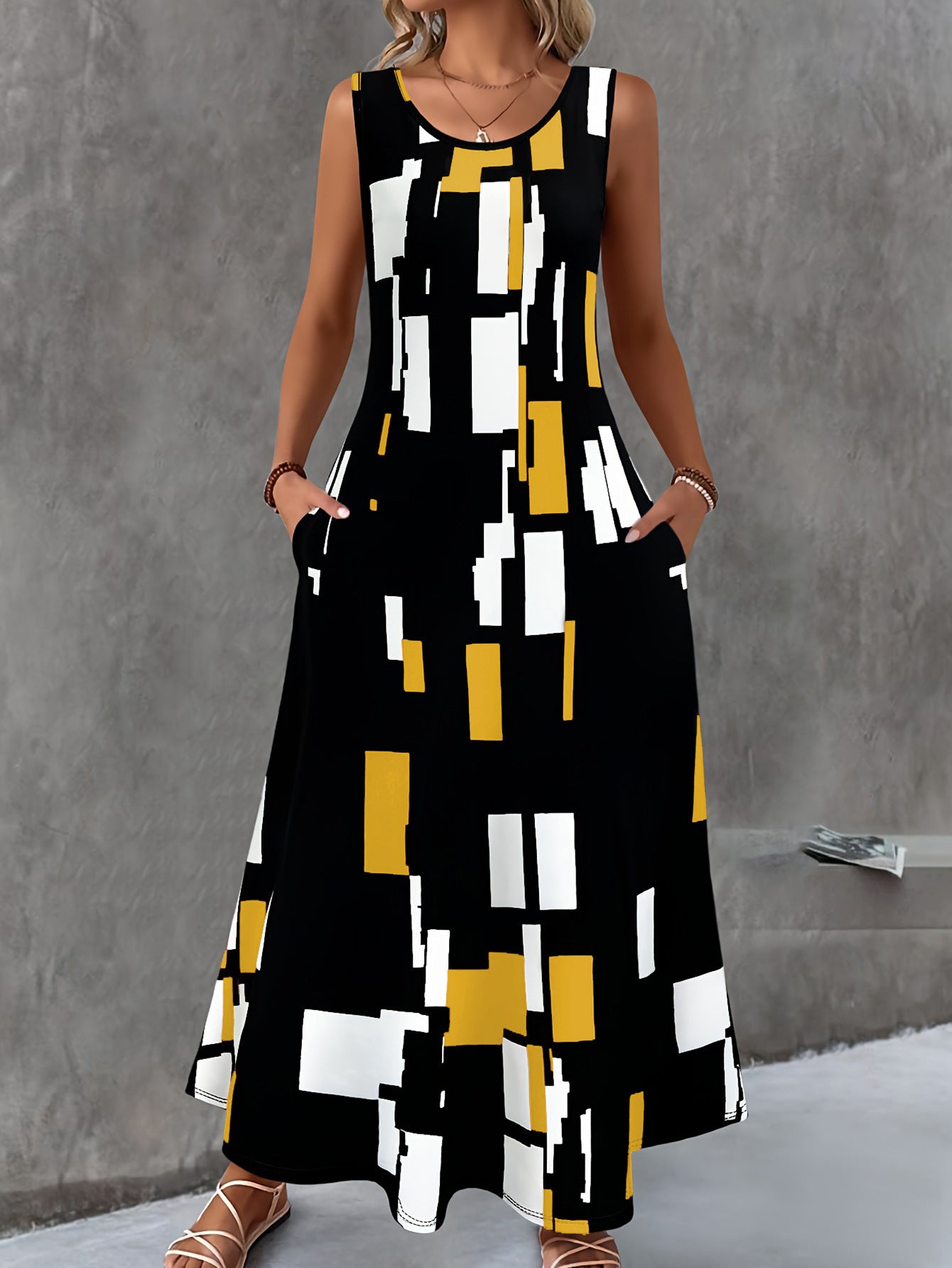 Women's maxi dress with colorful graphic design Ivyshape