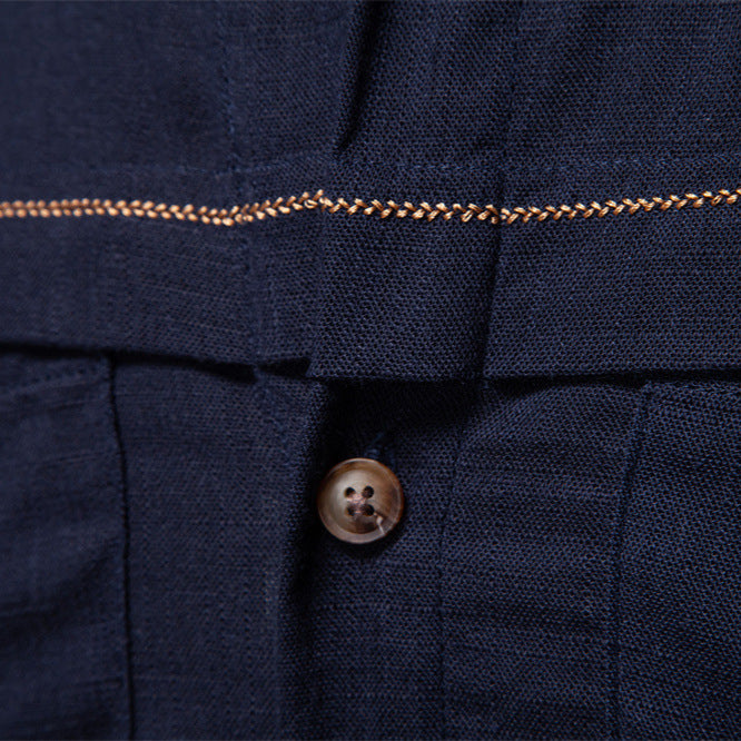 Men's denim shirt with double chest pockets and contrast stitching Ivyshape