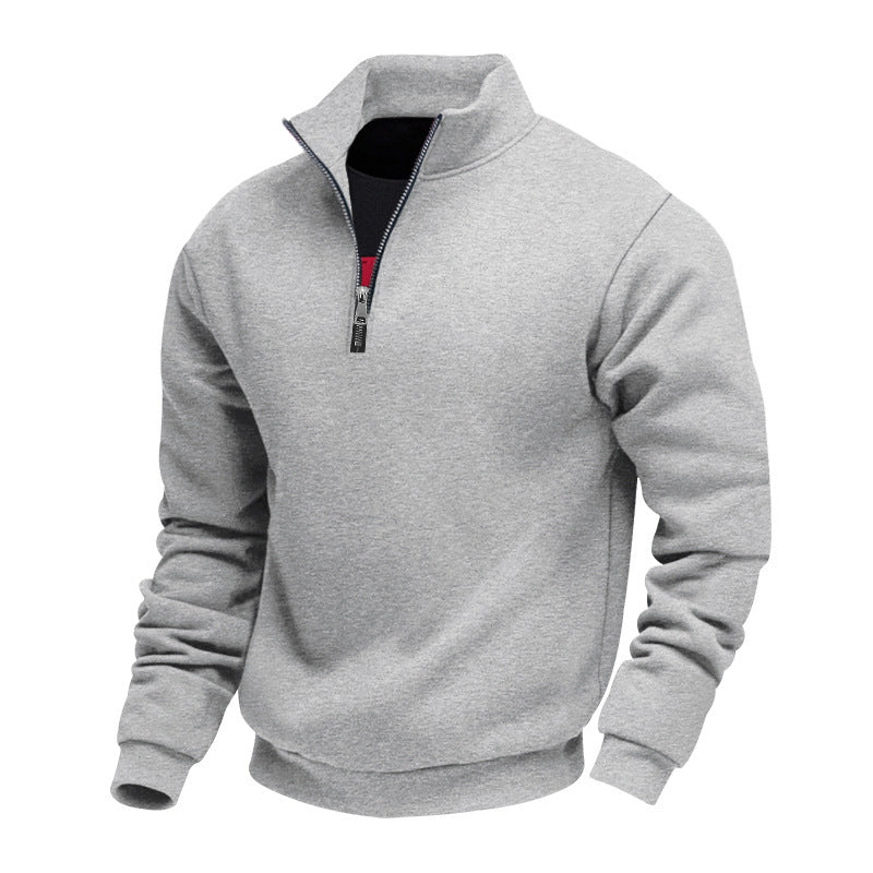 Men's casual stand-up collar sweater with functional zipper Ivyshape