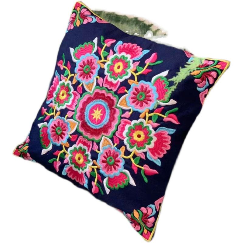 Embroidery Cushion Cover Retro Embroidery Pillow  Cotton and Linen Cushion Cover