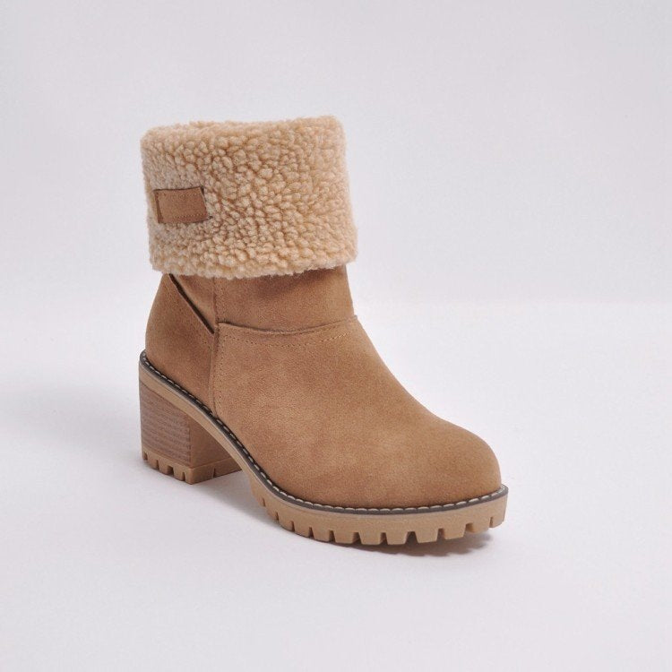 Ladies' fashionable boots with warm lining and block heel Ivyshape