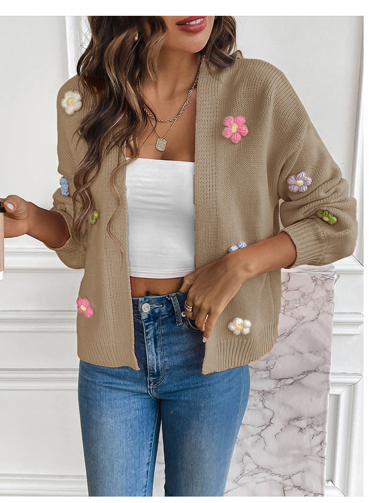 IvyShape | Hand-crocheted floral knitted cardigan