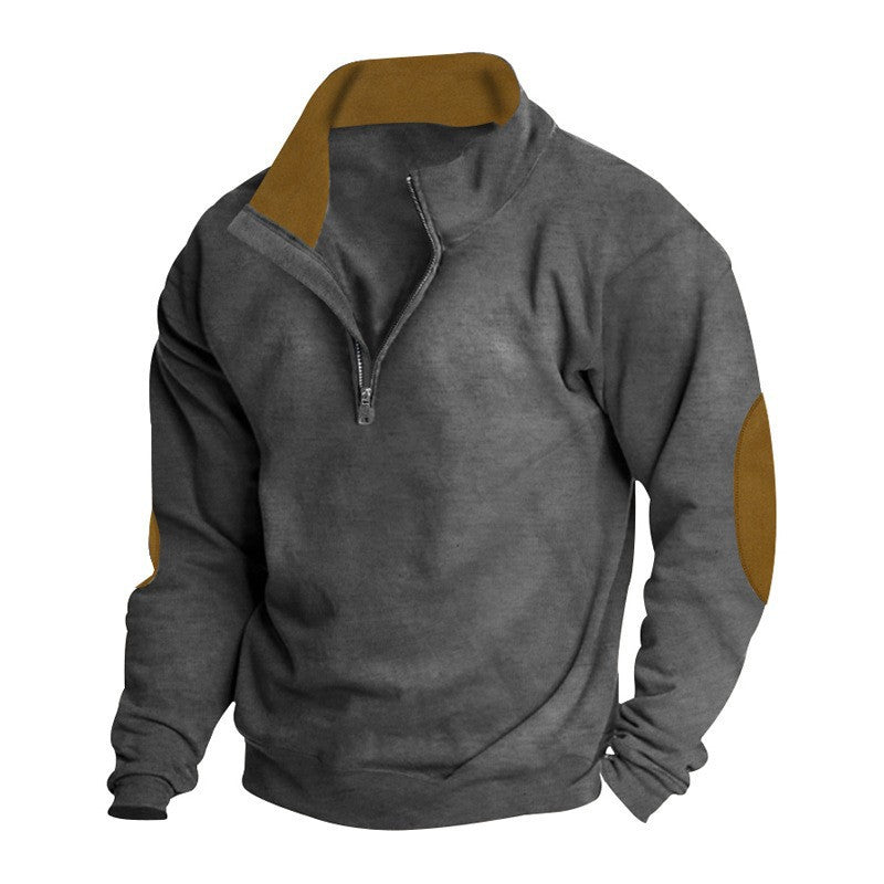 Men's fleece jacket with stand-up collar and stylish zipper Ivyshape