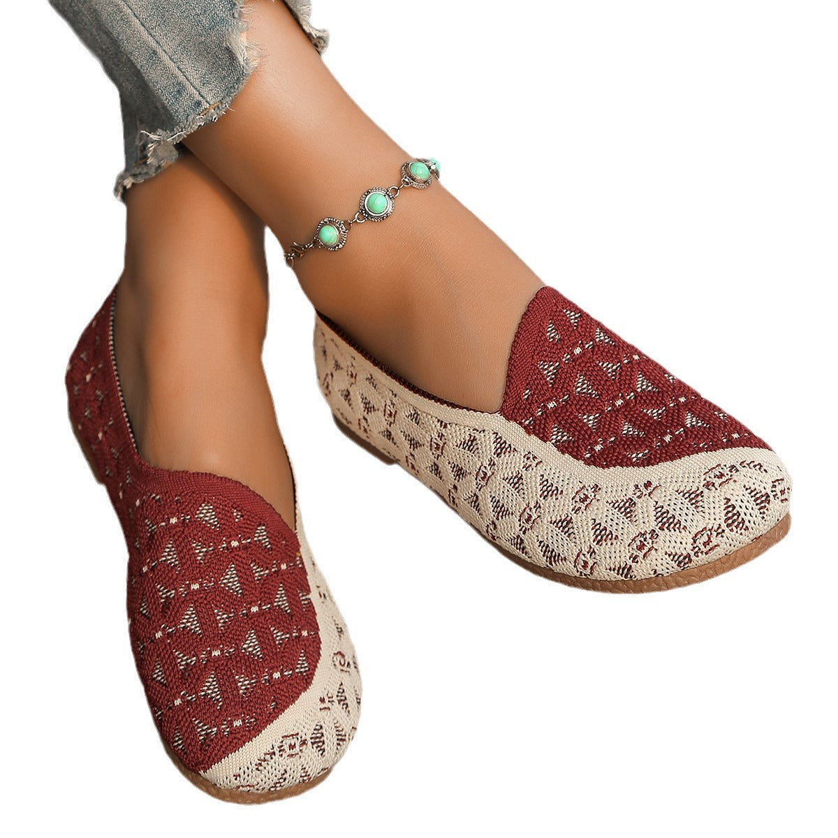 Women's Breathable Slip-On Shoes with Fashionable Knit Design Ivyshape