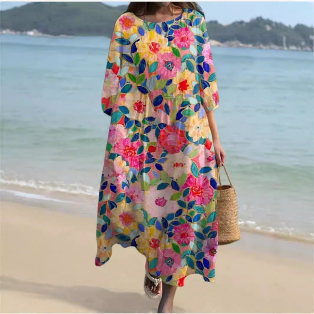 Ladies maxidress with floral design and casual cut Ivyshape