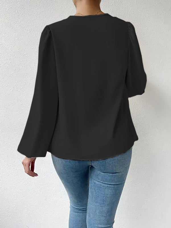 Ivyshape | Draped V-Neck Chiffon Top