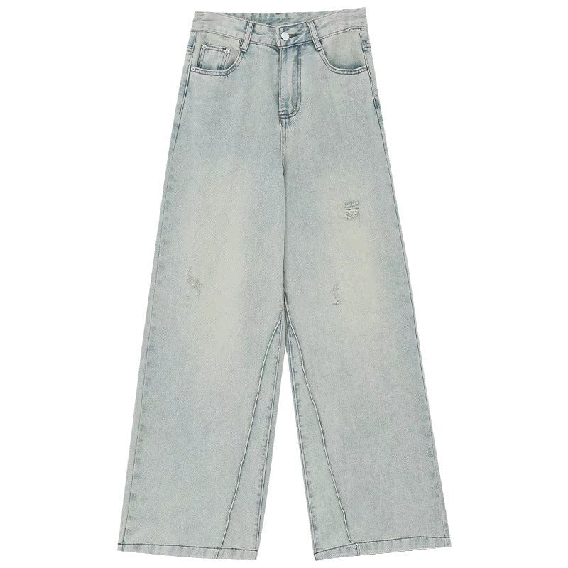 Women Elegant Wide-Leg Jeans with Fashionable Accents and High Waist Ivyshape