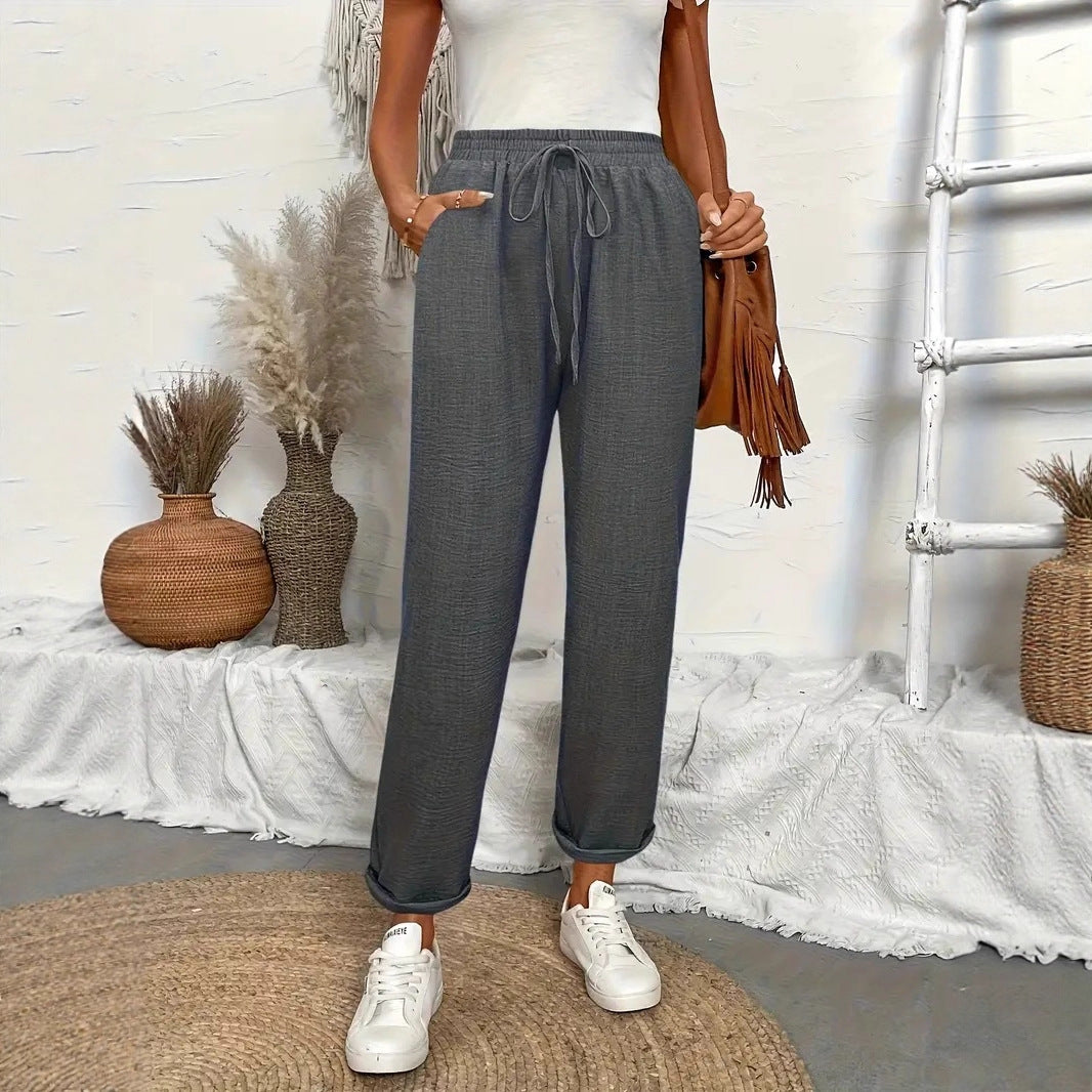 Women's lounge pants with elastic waistband and fashionable details Ivyshape