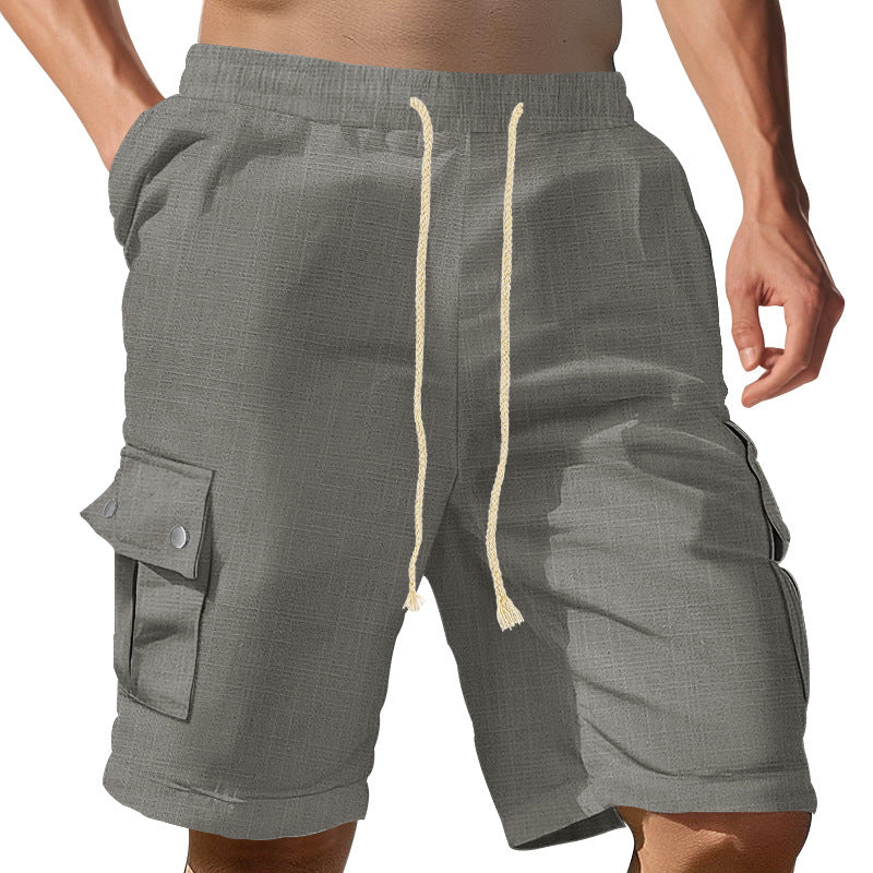 Men's cargo shorts with practical side pockets and adjustable waistband Ivyshape