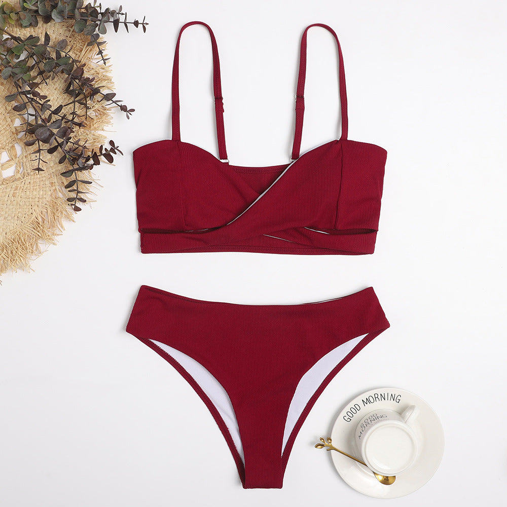 Ladies Bikini set with stylish wrap top and high-cut bottom Ivyshape