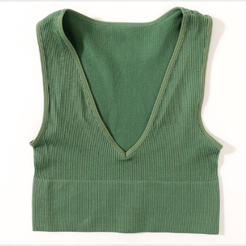Ladies sporty V neck crop top made of ribbed knit Ivyshape