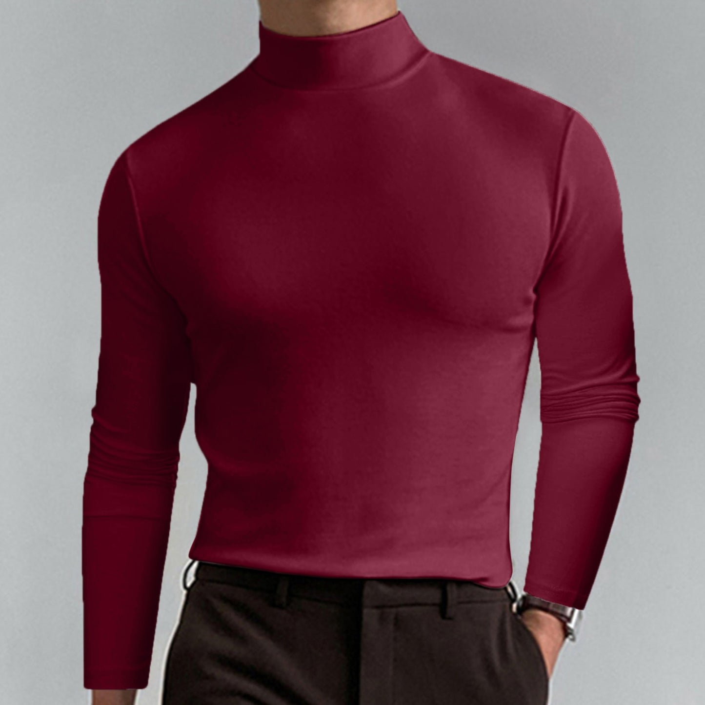 Men's High-Quality Turtleneck Sweater Made from Fine Cotton Blend Ivyshape