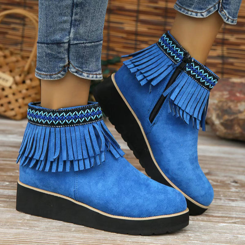 Ivyshape | Women's Tassel Ankle Boots Winter