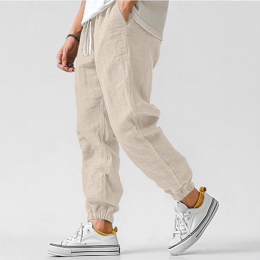 Men's Comfortable Pants with Elastic Waistband and Side Pockets EB