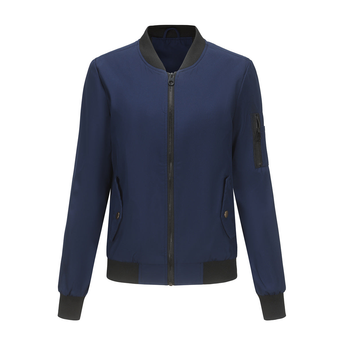 Women's fashionable bomber jacket with practical zip pockets and sporty collar Ivyshape