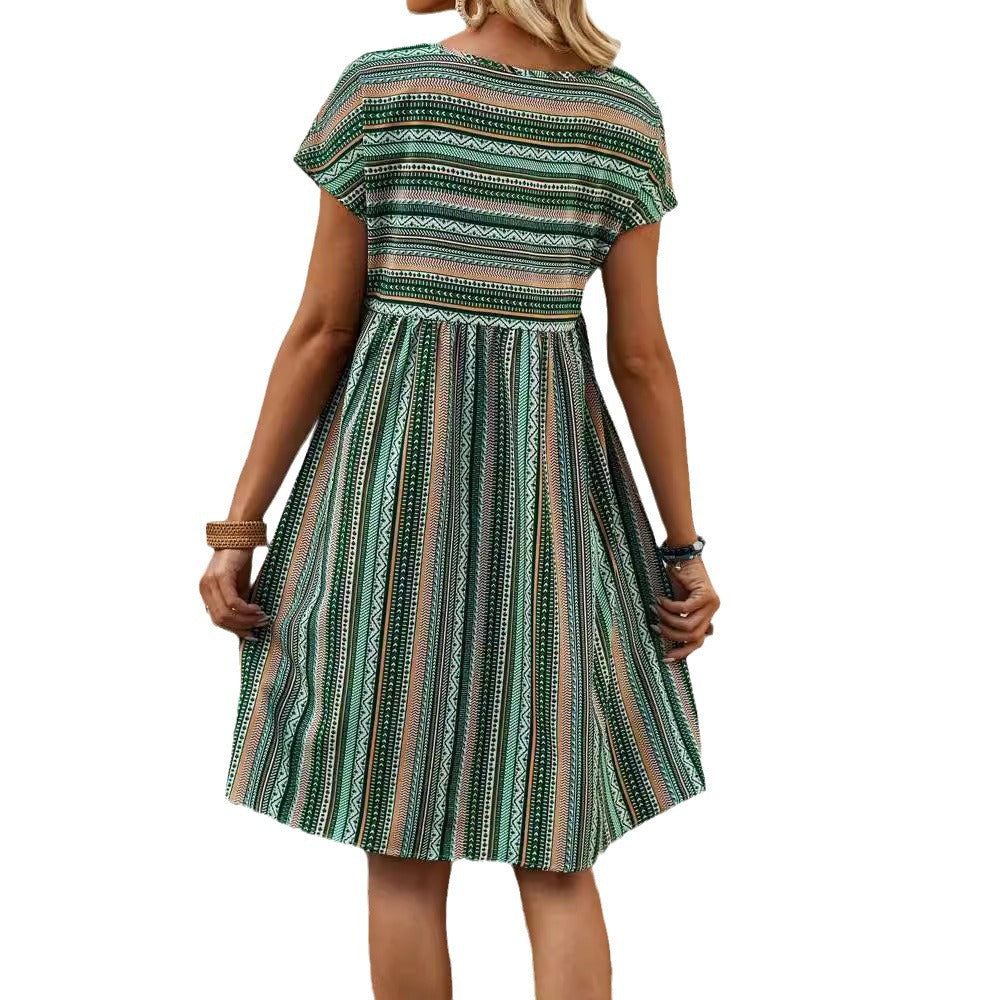 Women Bohemian Striped Summer Dress Ivyshape